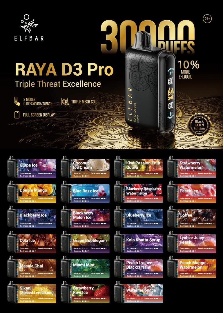 ELFBAR RAYA D3 PRO 30000 Puffs Disposable Vape in Dubai UAE